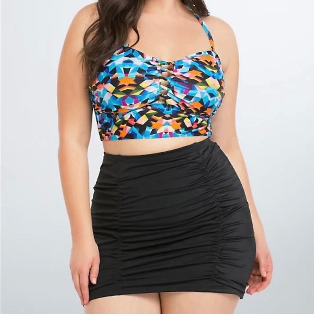 Torrid Swim Skirt black  - vintage retro look plus Size 2 ruched